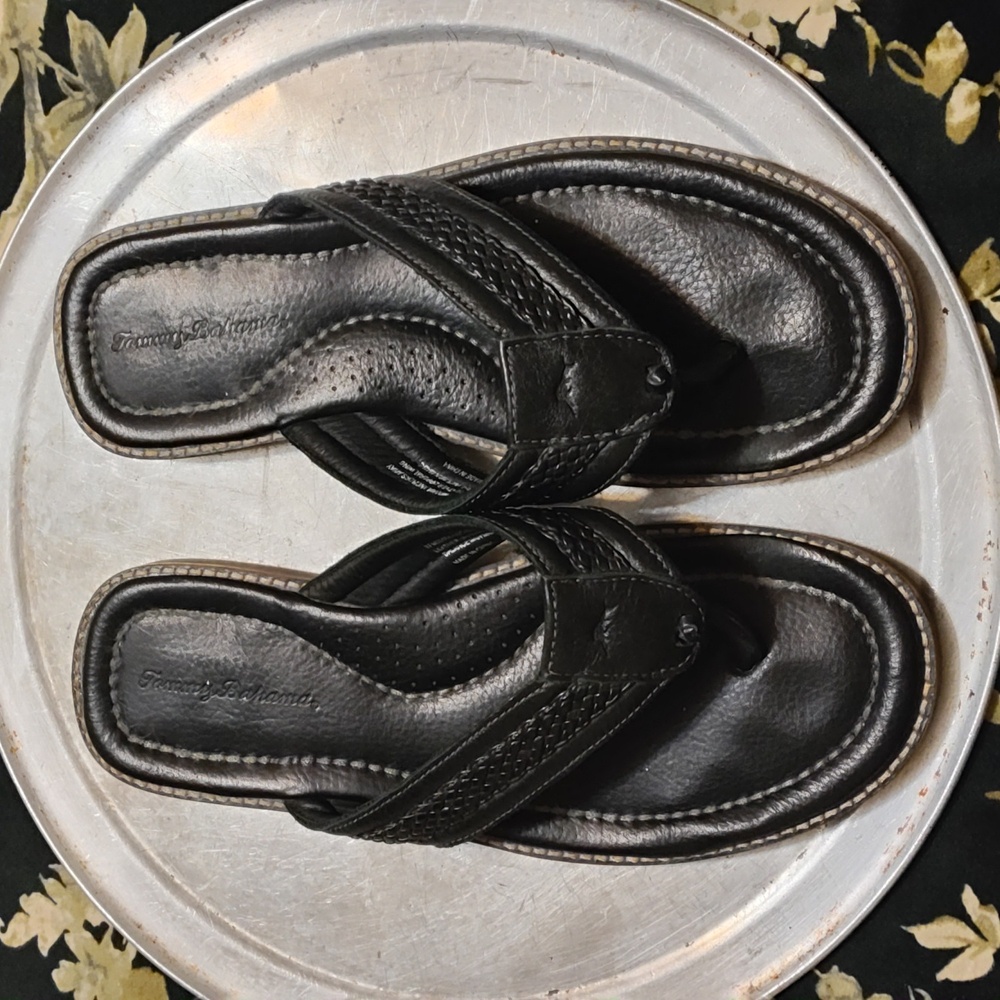 Tommy Bahama men's black genuine leather sandals size 11D - Picture 11 of 17